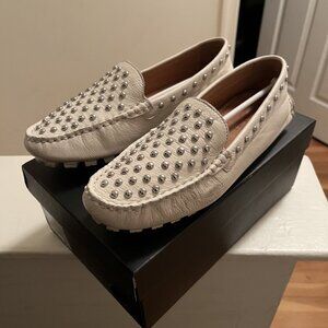 A Classic with a Twist: Cream Coach Loafers with studs Women's size 8